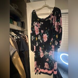 Lane Bryant Black Floral Dress